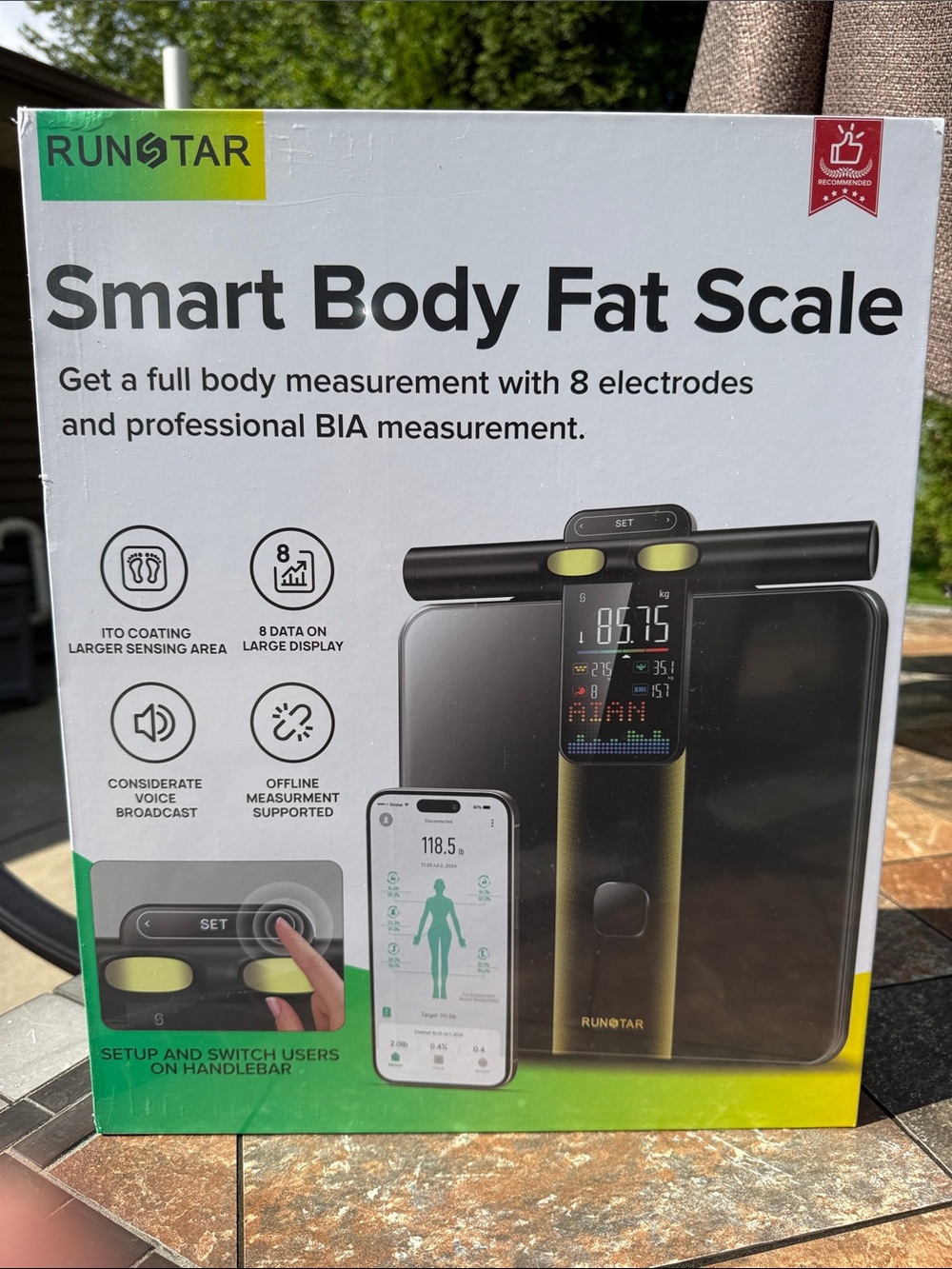 RunStar Smart Body Fat Scale 8 electrodes and professional BIA measurements